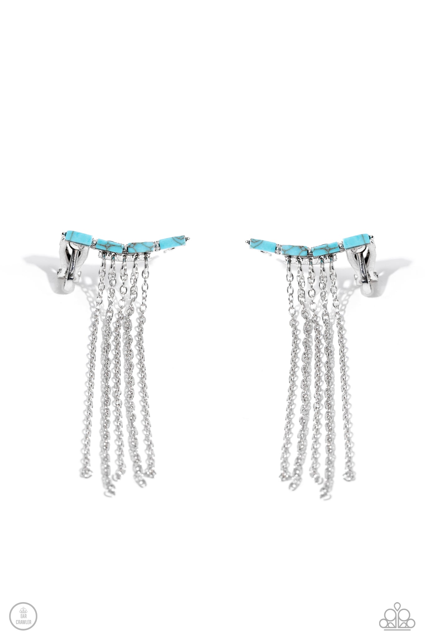 Paparazzi - Fault Line Fringe - Blue Earrings