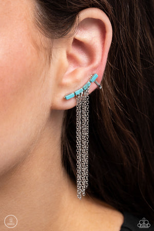 Paparazzi - Fault Line Fringe - Blue Earrings