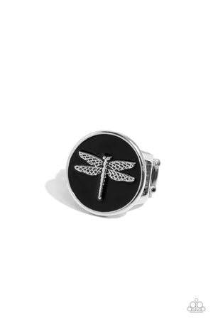 Paparazzi - Debonair Dragonfly - Black Ring