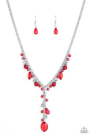Paparazzi - Crystal Couture - Red & Silver Necklace