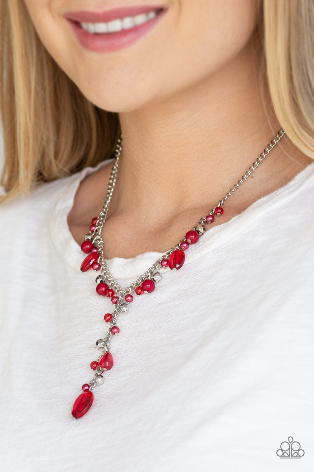 Paparazzi Accessories - Crystal Couture - Red & Silver Necklace