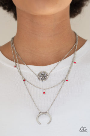 Paparazzi Accessories - Lunar Lotus - Pink & Silver Necklace