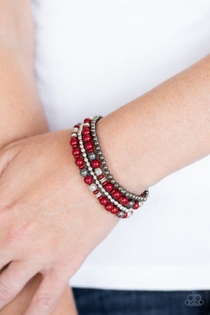 Paparazzi - Stacked Style Maker - Red Bracelet