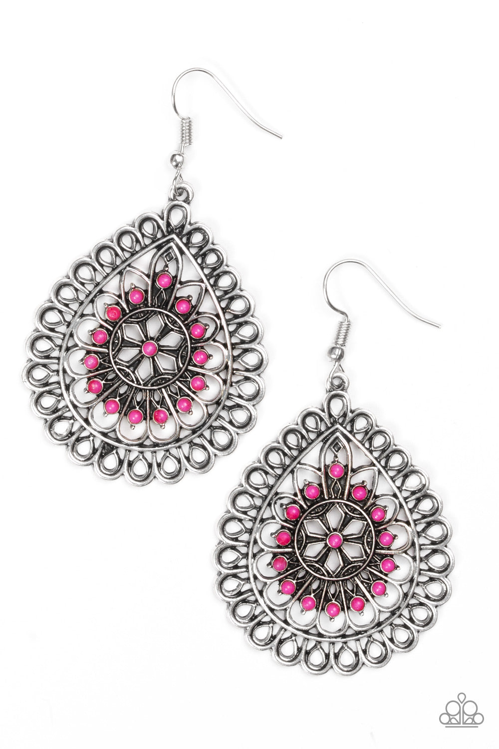 Paparazzi Accessories - Sweet As Spring - Pink & Silver Earrings