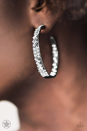 Paparazzi Accessories - GLITZY By Association - Gunmetal Hoop Earrings