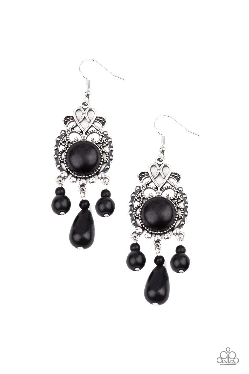 Paparazzi - Stone Bliss - Black Earrings