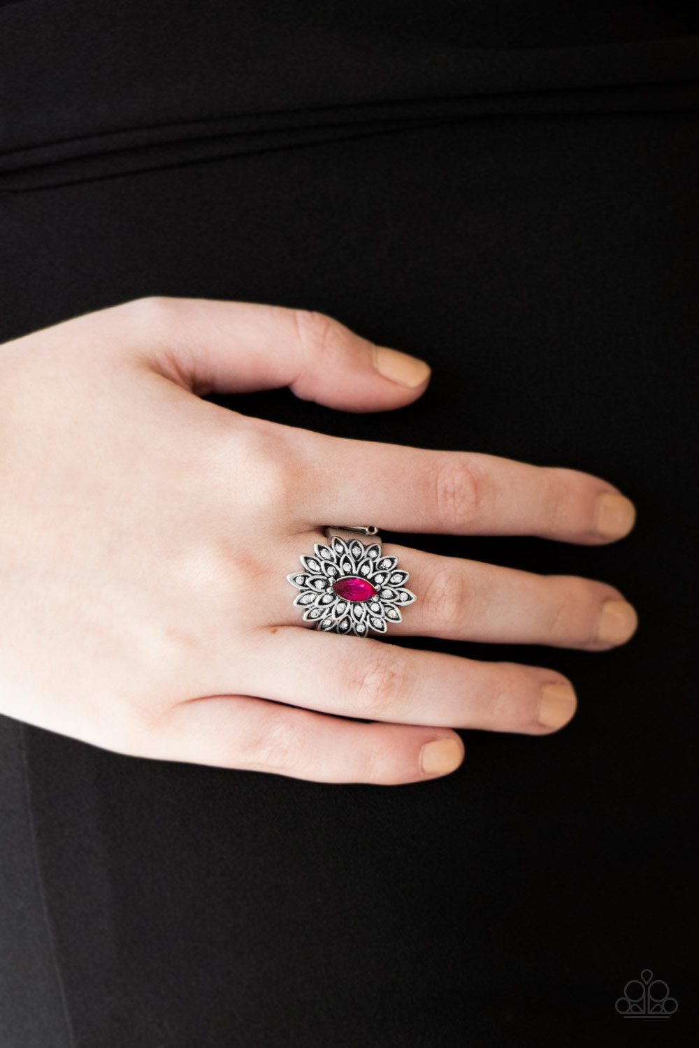 Paparazzi Accessories - Blooming Fireworks - Pink & Silver Ring