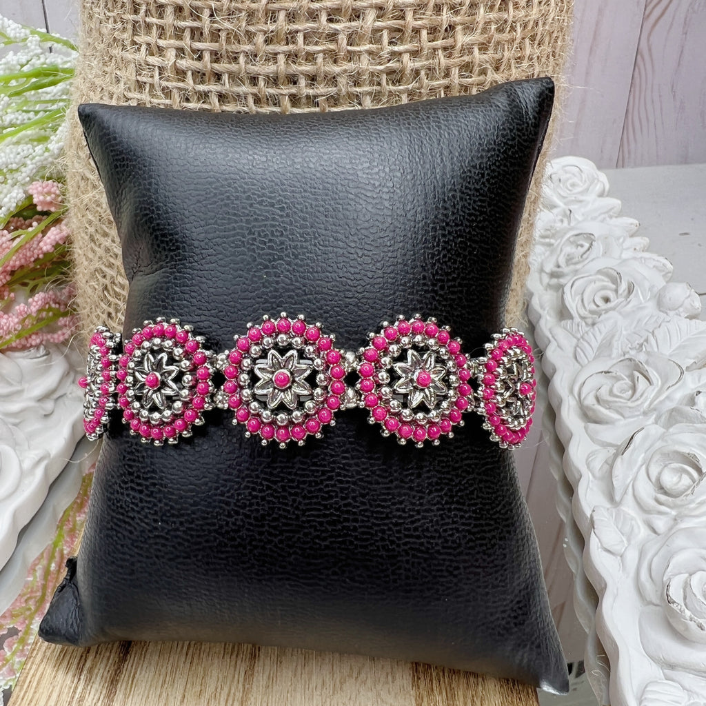 Paparazzi - Bohemian Flowerbed - Pink Bracelet